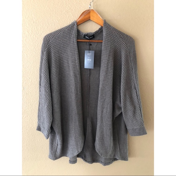 Waffle knit open front cardigan - Picture 2 of 2